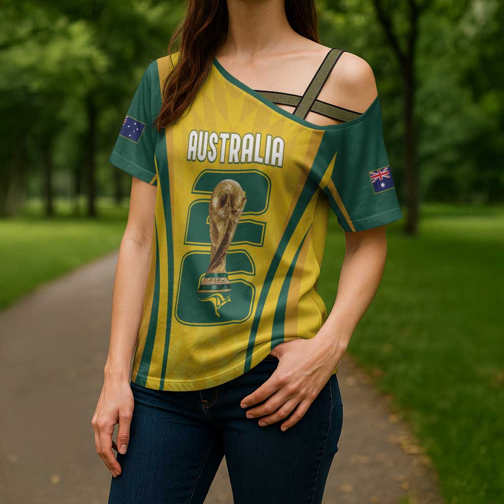 Australia Socceroos Custom Cross Shoulder Shirt 2026 Forever Golden - Aussie Hoodie