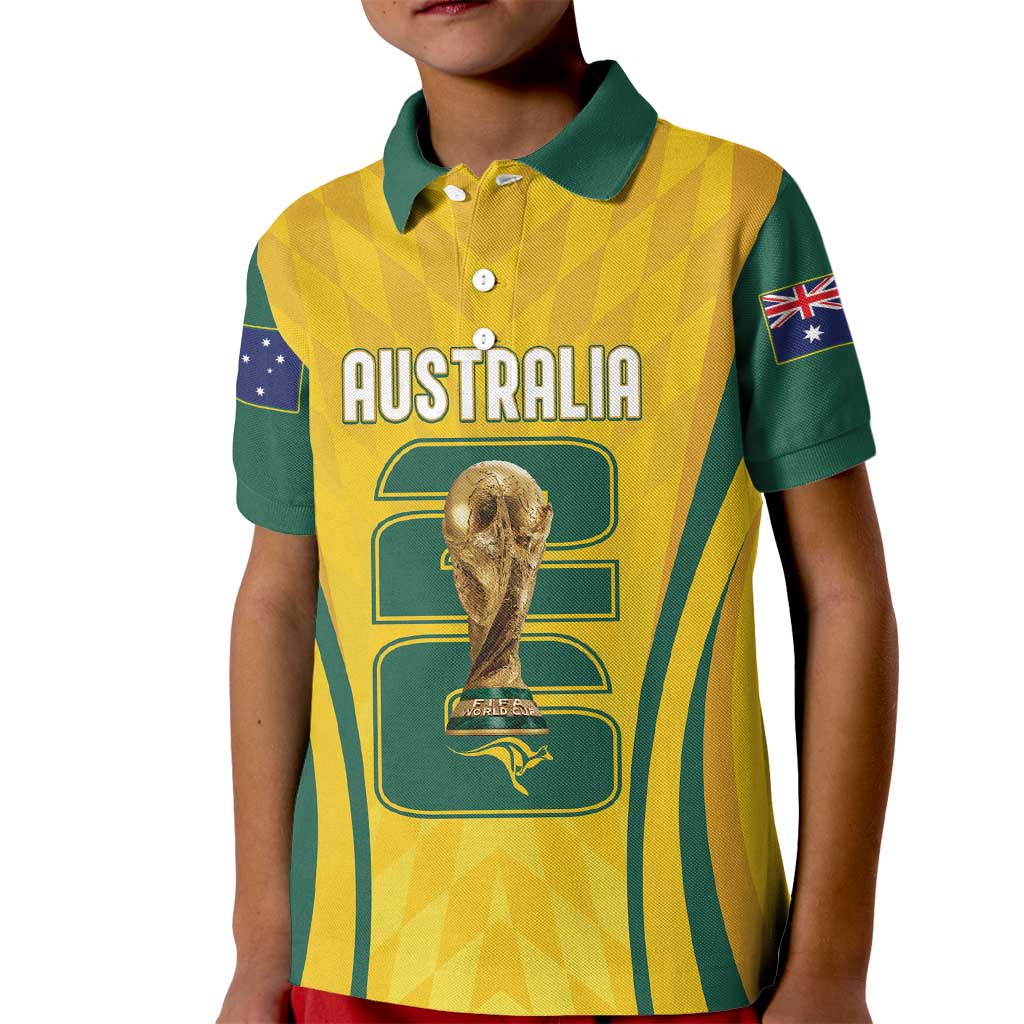 Australia Socceroos Custom Kid Polo Shirt 2026 Forever Golden - Aussie Hoodie