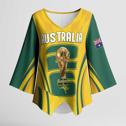 Australia Socceroos Custom Kimono Sleeve Blouse 2026 Forever Golden - Aussie Hoodie