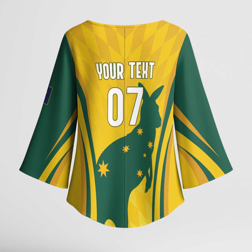 Australia Socceroos Custom Kimono Sleeve Blouse 2026 Forever Golden - Aussie Hoodie