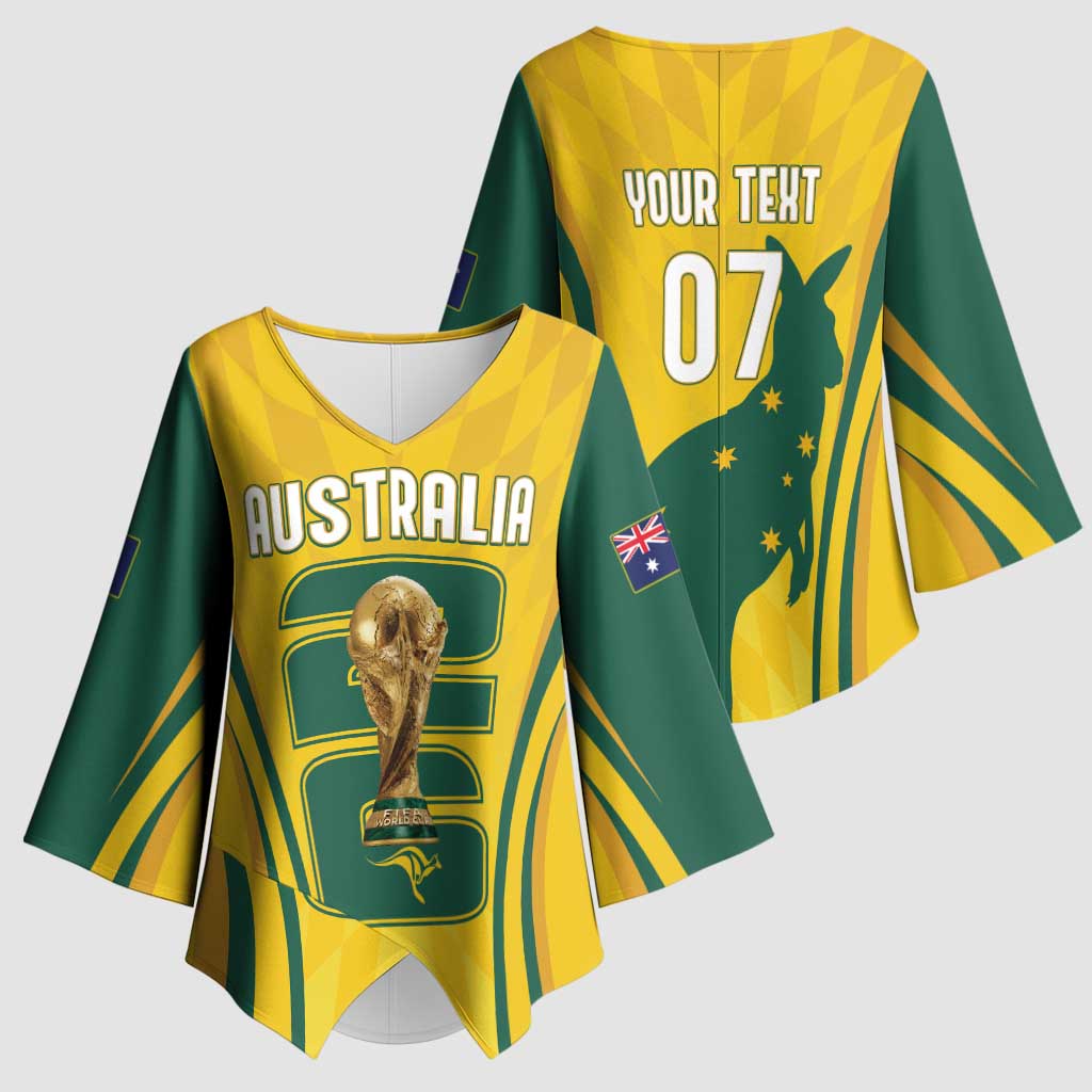 Australia Socceroos Custom Kimono Sleeve Blouse 2026 Forever Golden - Aussie Hoodie