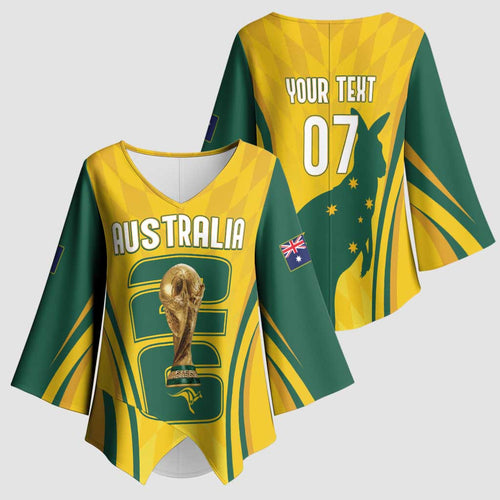 Australia Socceroos Custom Kimono Sleeve Blouse 2026 Forever Golden - Aussie Hoodie