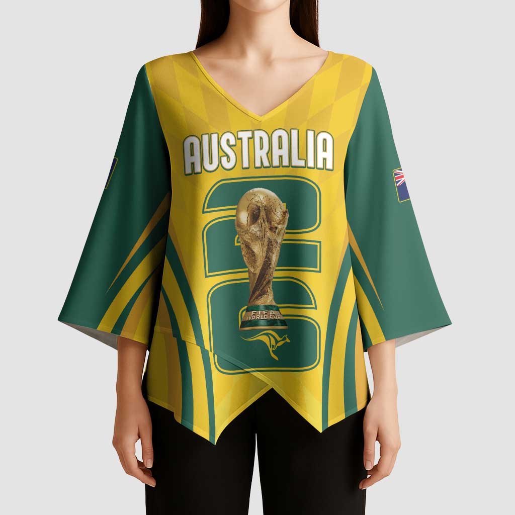 Australia Socceroos Custom Kimono Sleeve Blouse 2026 Forever Golden - Aussie Hoodie