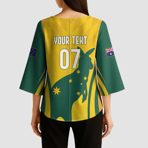 Australia Socceroos Custom Kimono Sleeve Blouse 2026 Forever Golden - Aussie Hoodie