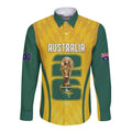 Australia Socceroos Custom Long Sleeve Button Shirt 2026 Forever Golden - Aussie Hoodie