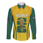 Australia Socceroos Custom Long Sleeve Button Shirt 2026 Forever Golden - Aussie Hoodie