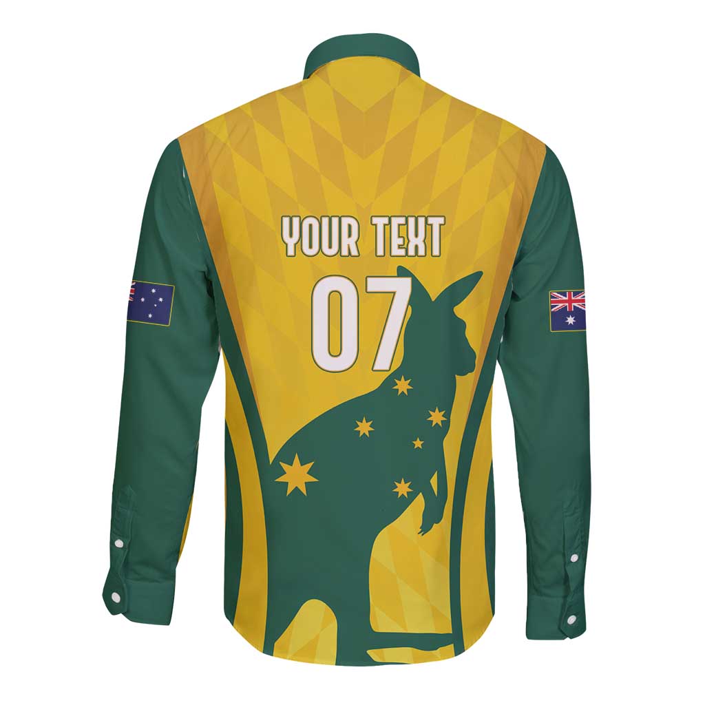 Australia Socceroos Custom Long Sleeve Button Shirt 2026 Forever Golden - Aussie Hoodie