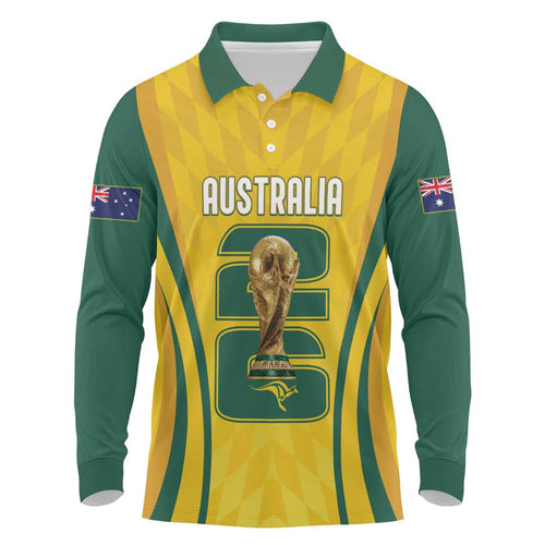Australia Socceroos Custom Long Sleeve Polo Shirt 2026 Forever Golden - Aussie Hoodie