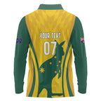 Australia Socceroos Custom Long Sleeve Polo Shirt 2026 Forever Golden - Aussie Hoodie
