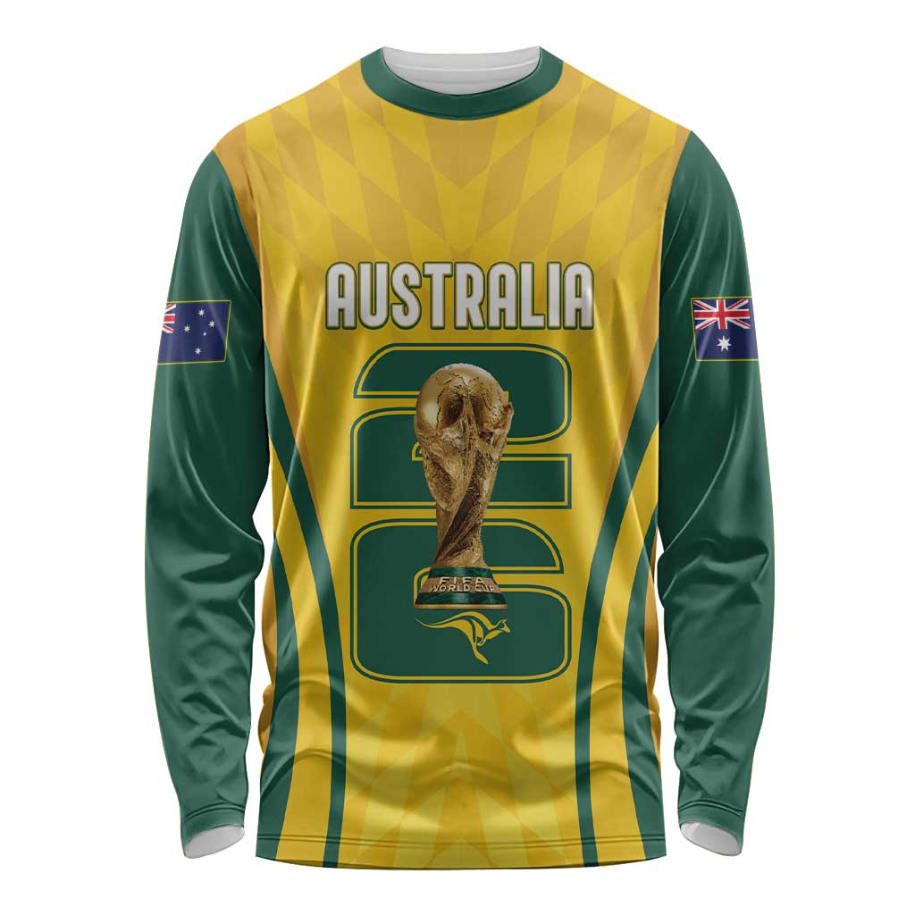 Australia Socceroos Custom Long Sleeve Shirt 2026 Forever Golden - Aussie Hoodie