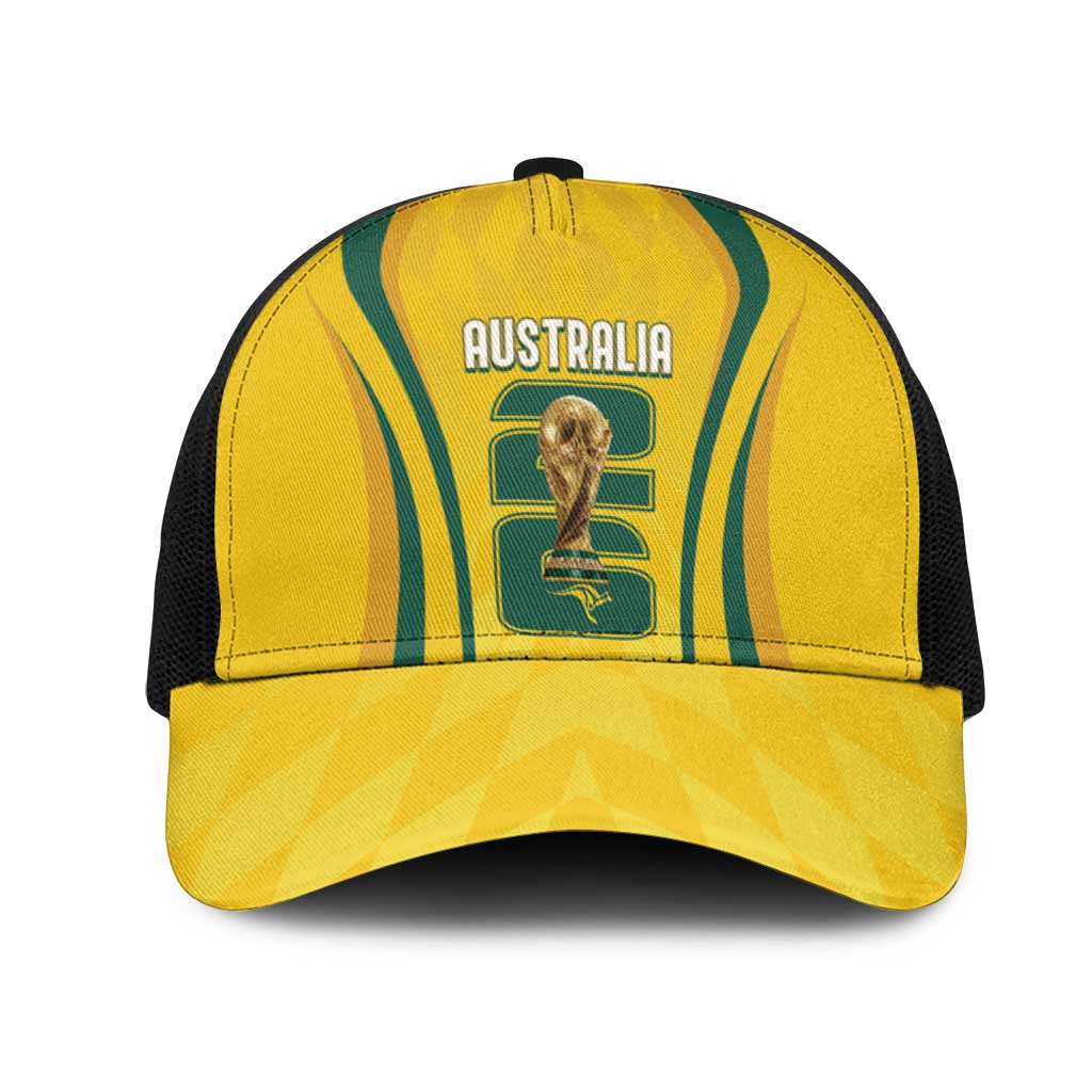 Australia Socceroos Custom Mesh Trucker Cap 2026 Forever Golden - Aussie Hoodie