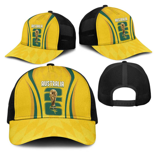 Australia Socceroos Custom Mesh Trucker Cap 2026 Forever Golden - Aussie Hoodie