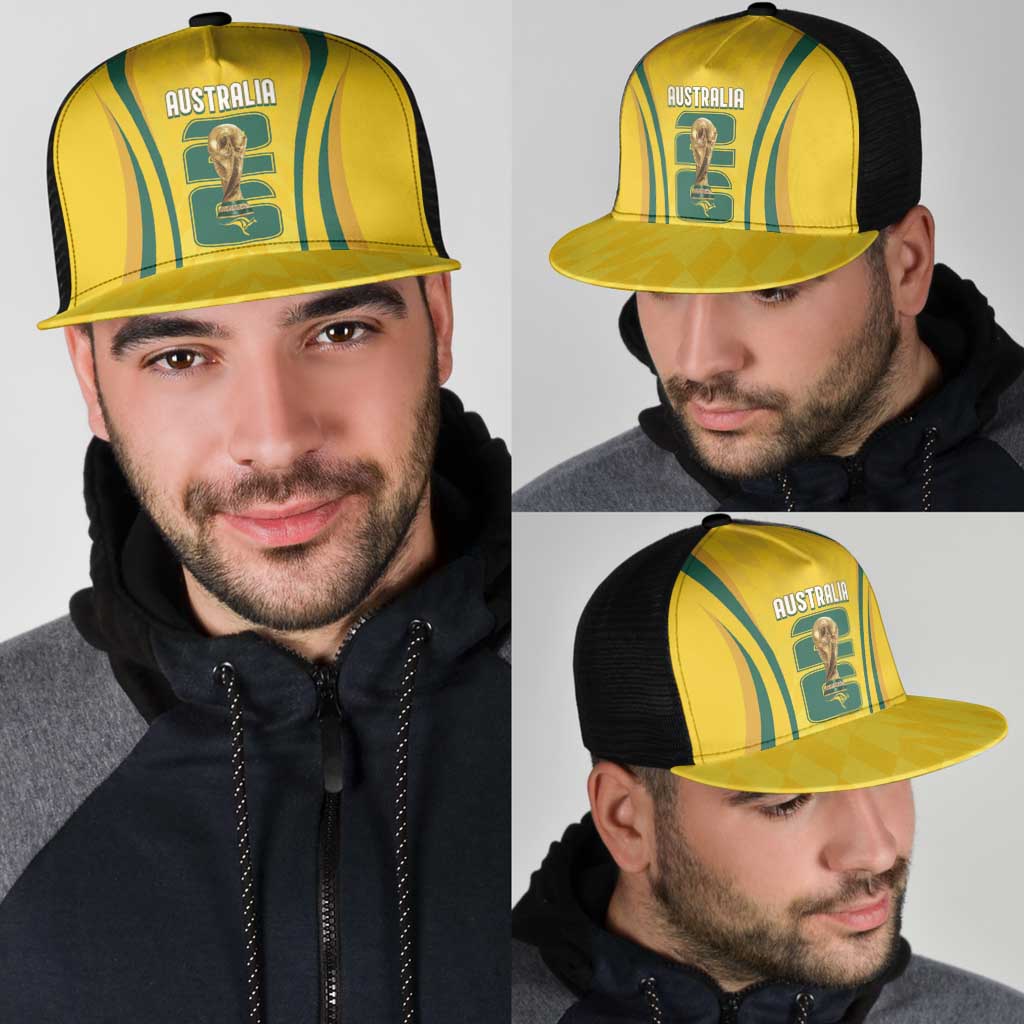 Australia Socceroos Custom Mesh Trucker Cap 2026 Forever Golden - Aussie Hoodie