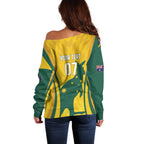 Australia Socceroos Custom Off Shoulder Sweater 2026 Forever Golden - Aussie Hoodie