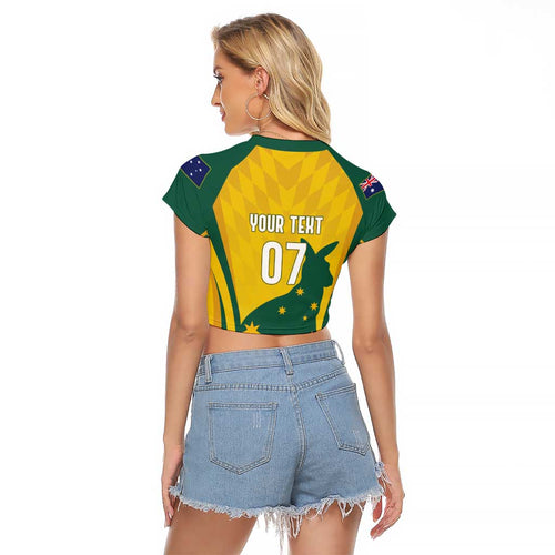 Australia Socceroos Custom Raglan Cropped T Shirt 2026 Forever Golden - Aussie Hoodie