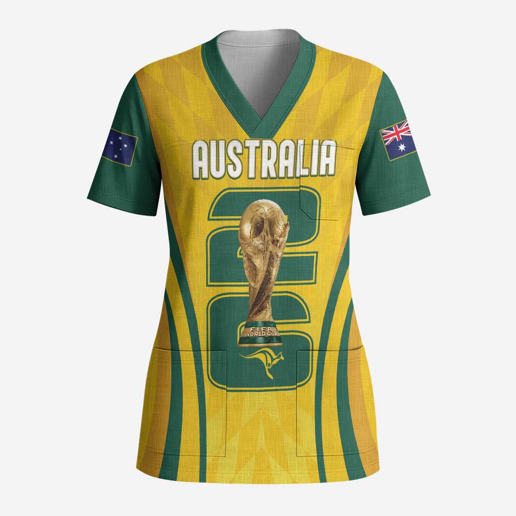 Australia Socceroos Custom Scrub Top 2026 Forever Golden - Aussie Hoodie