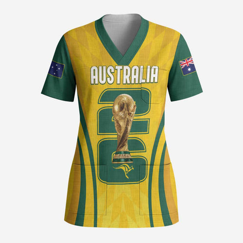 Australia Socceroos Custom Scrub Top 2026 Forever Golden - Aussie Hoodie