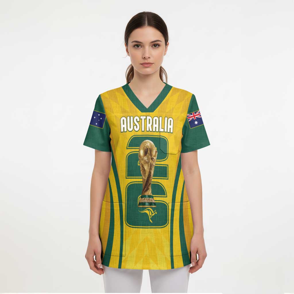 Australia Socceroos Custom Scrub Top 2026 Forever Golden - Aussie Hoodie