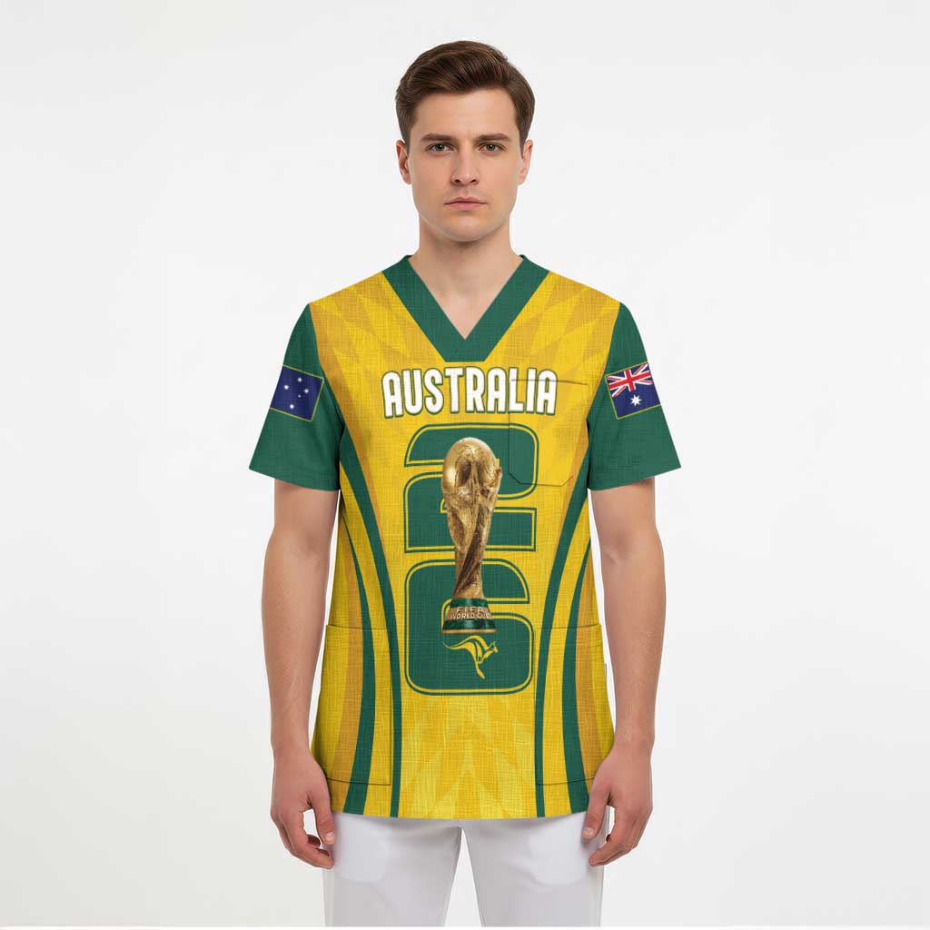 Australia Socceroos Custom Scrub Top 2026 Forever Golden - Aussie Hoodie