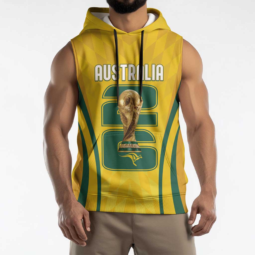 Australia Socceroos Custom Sleeveless Hoodie 2026 Forever Golden - Aussie Hoodie