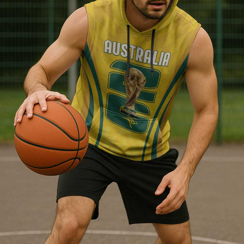 Australia Socceroos Custom Sleeveless Hoodie 2026 Forever Golden - Aussie Hoodie