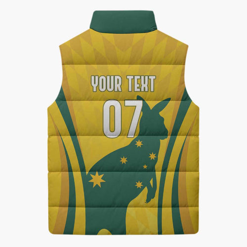 Australia Socceroos Custom Sleeveless Puffer Jacket 2026 Forever Golden - Aussie Hoodie