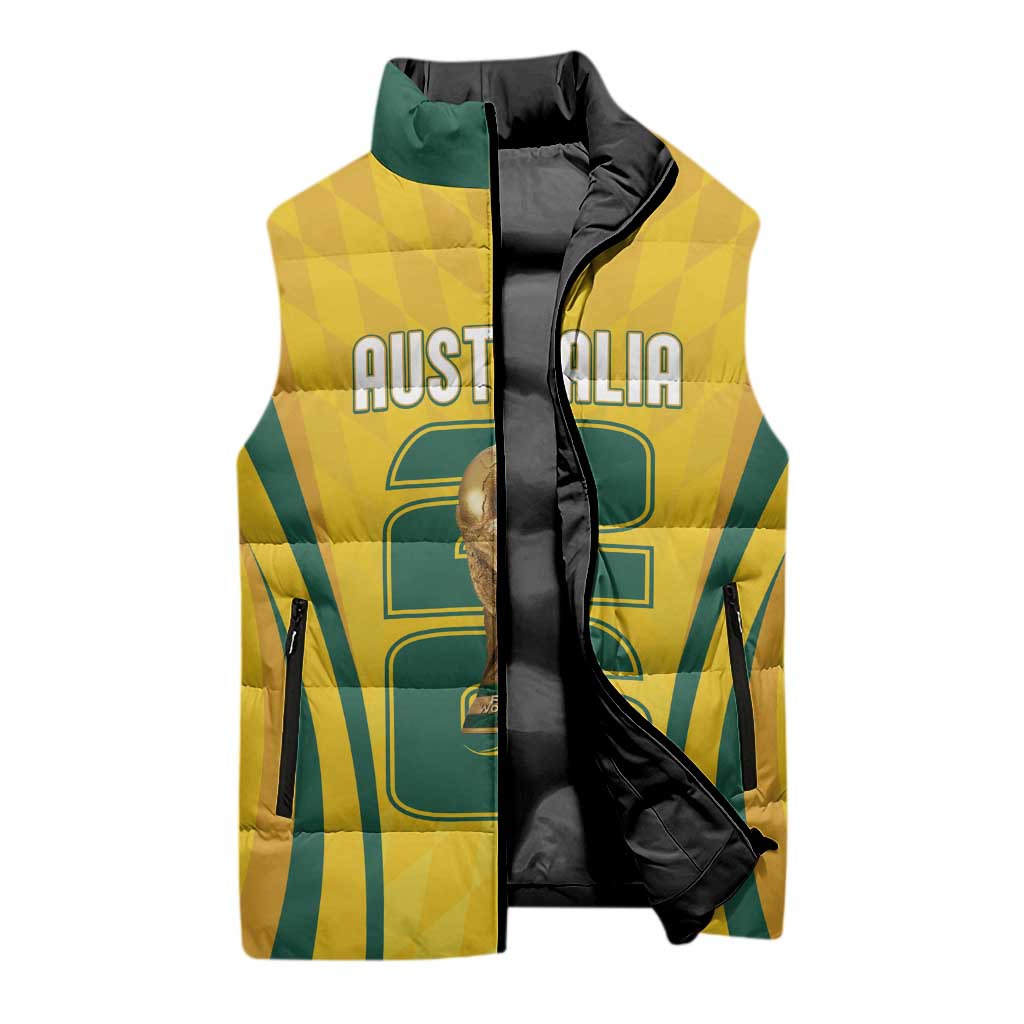 Australia Socceroos Custom Sleeveless Puffer Jacket 2026 Forever Golden - Aussie Hoodie