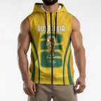 Australia Socceroos Custom Sleeveless Zip Hoodie 2026 Forever Golden - Aussie Hoodie