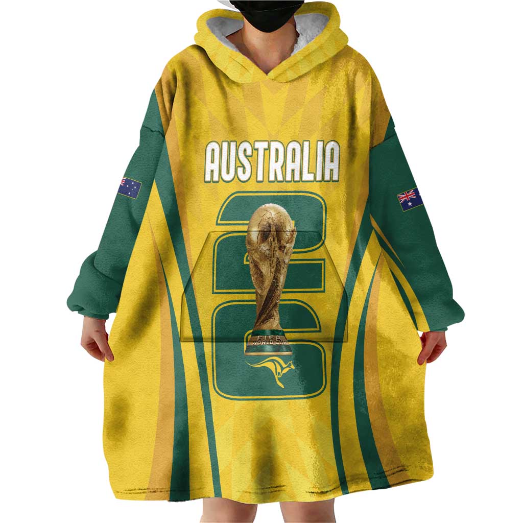 Australia Socceroos Custom Wearable Blanket Hoodie 2026 Forever Golden - Aussie Hoodie
