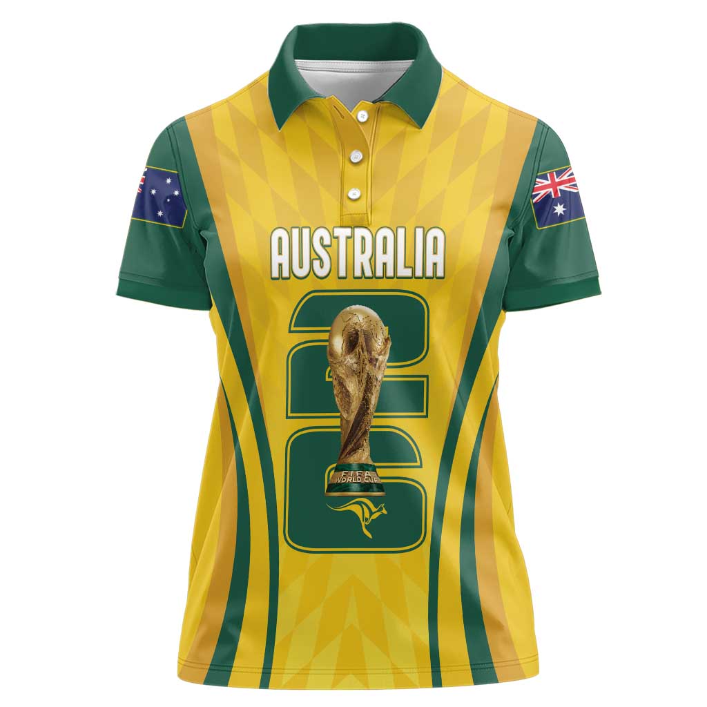 Australia Socceroos Custom Women Polo Shirt 2026 Forever Golden - Aussie Hoodie