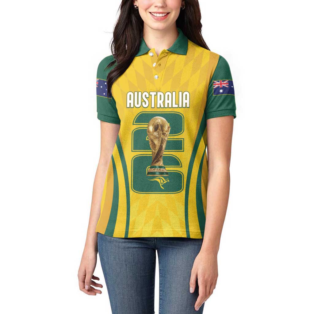 Australia Socceroos Custom Women Polo Shirt 2026 Forever Golden - Aussie Hoodie