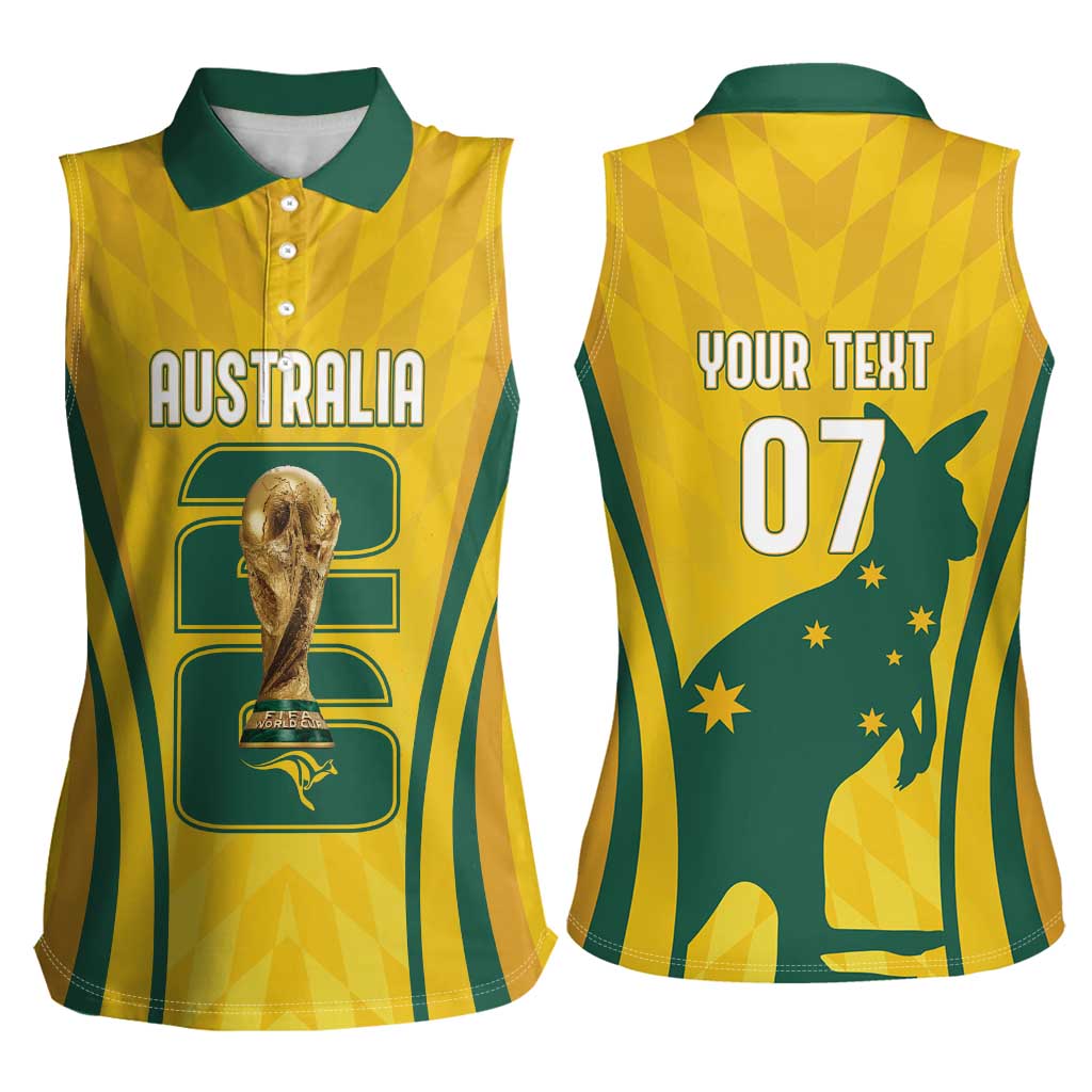 Australia Socceroos Custom Women Sleeveless Polo Shirt 2026 Forever Golden - Aussie Hoodie
