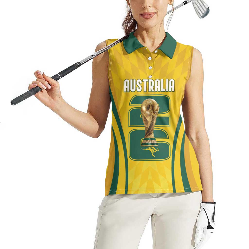 Australia Socceroos Custom Women Sleeveless Polo Shirt 2026 Forever Golden - Aussie Hoodie