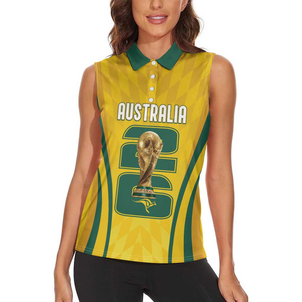 Australia Socceroos Custom Women Sleeveless Polo Shirt 2026 Forever Golden - Aussie Hoodie