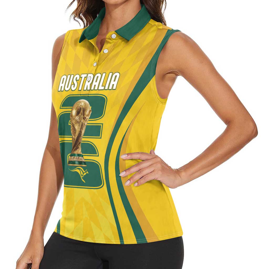 Australia Socceroos Custom Women Sleeveless Polo Shirt 2026 Forever Golden - Aussie Hoodie