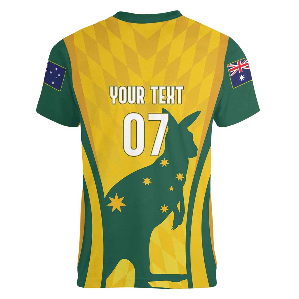 Australia Socceroos Custom Women V-Neck T-Shirt 2026 Forever Golden - Aussie Hoodie