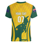 Australia Socceroos Custom Women V-Neck T-Shirt 2026 Forever Golden - Aussie Hoodie