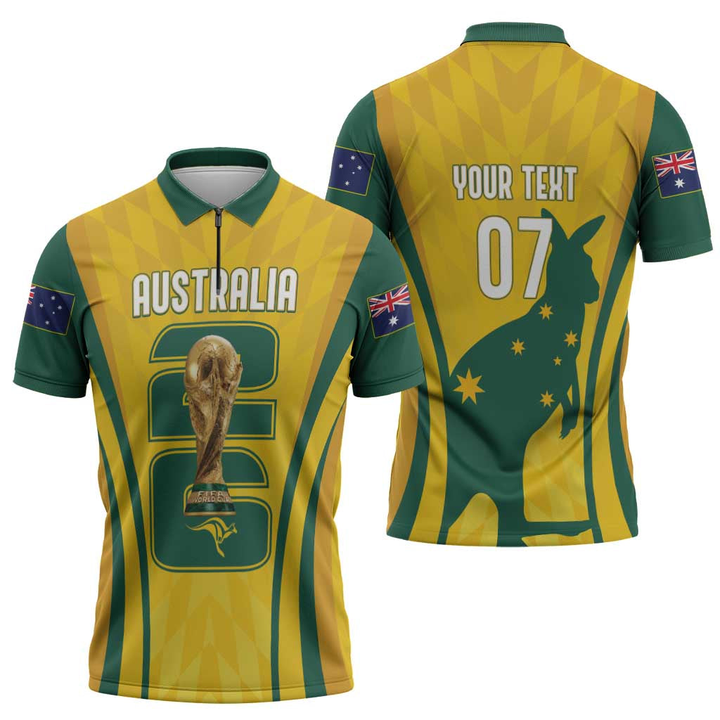Australia Socceroos Custom Zipper Polo Shirt 2026 Forever Golden - Aussie Hoodie