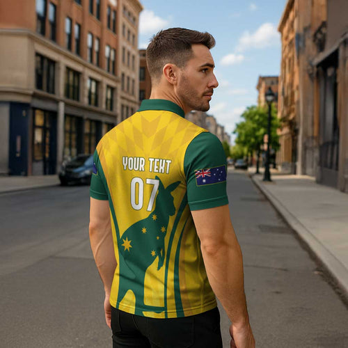 Australia Socceroos Custom Zipper Polo Shirt 2026 Forever Golden - Aussie Hoodie