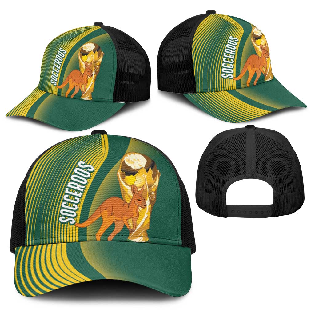 Australia Socceroos WC2026 Custom Baseball Net Cap Golden Champions - Aussie Hoodie