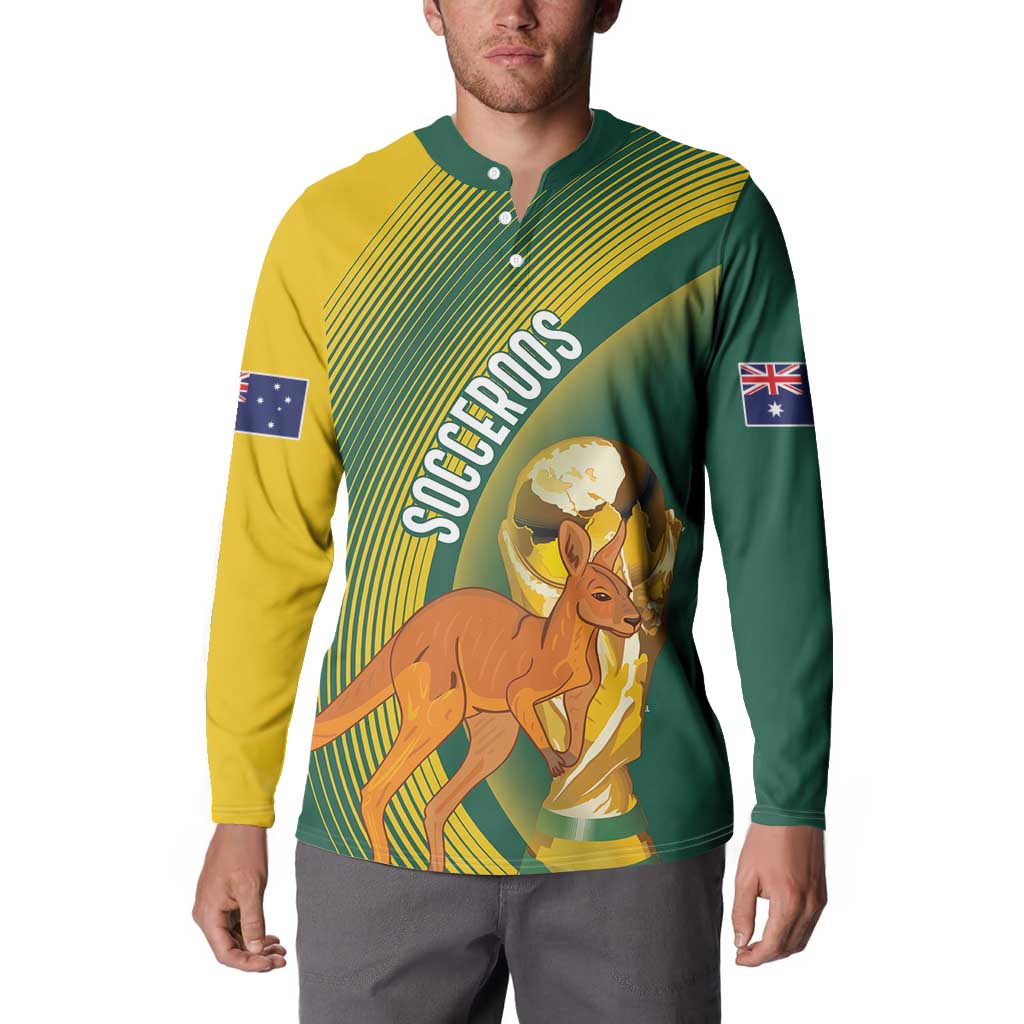 Australia Socceroos WC2026 Custom Button Sweatshirt Golden Champions - Aussie Hoodie