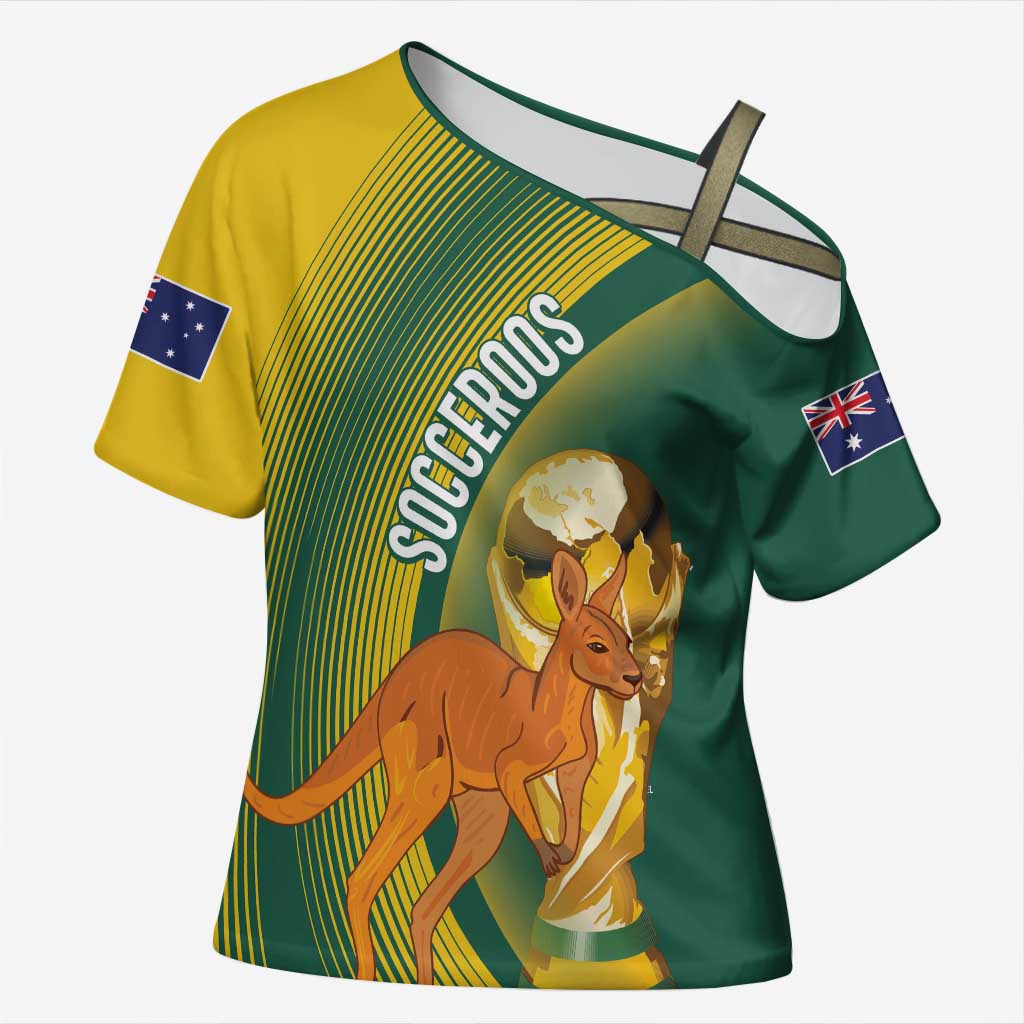 Australia Socceroos WC2026 Custom Cross Shoulder Shirt Golden Champions - Aussie Hoodie