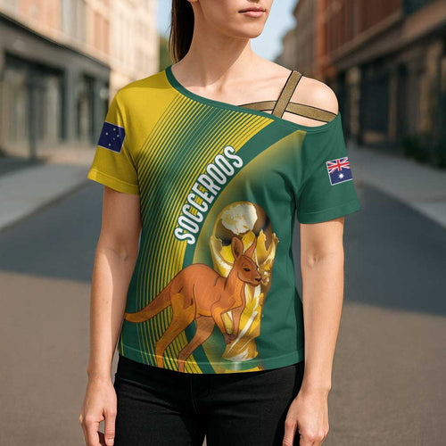 Australia Socceroos WC2026 Custom Cross Shoulder Shirt Golden Champions - Aussie Hoodie