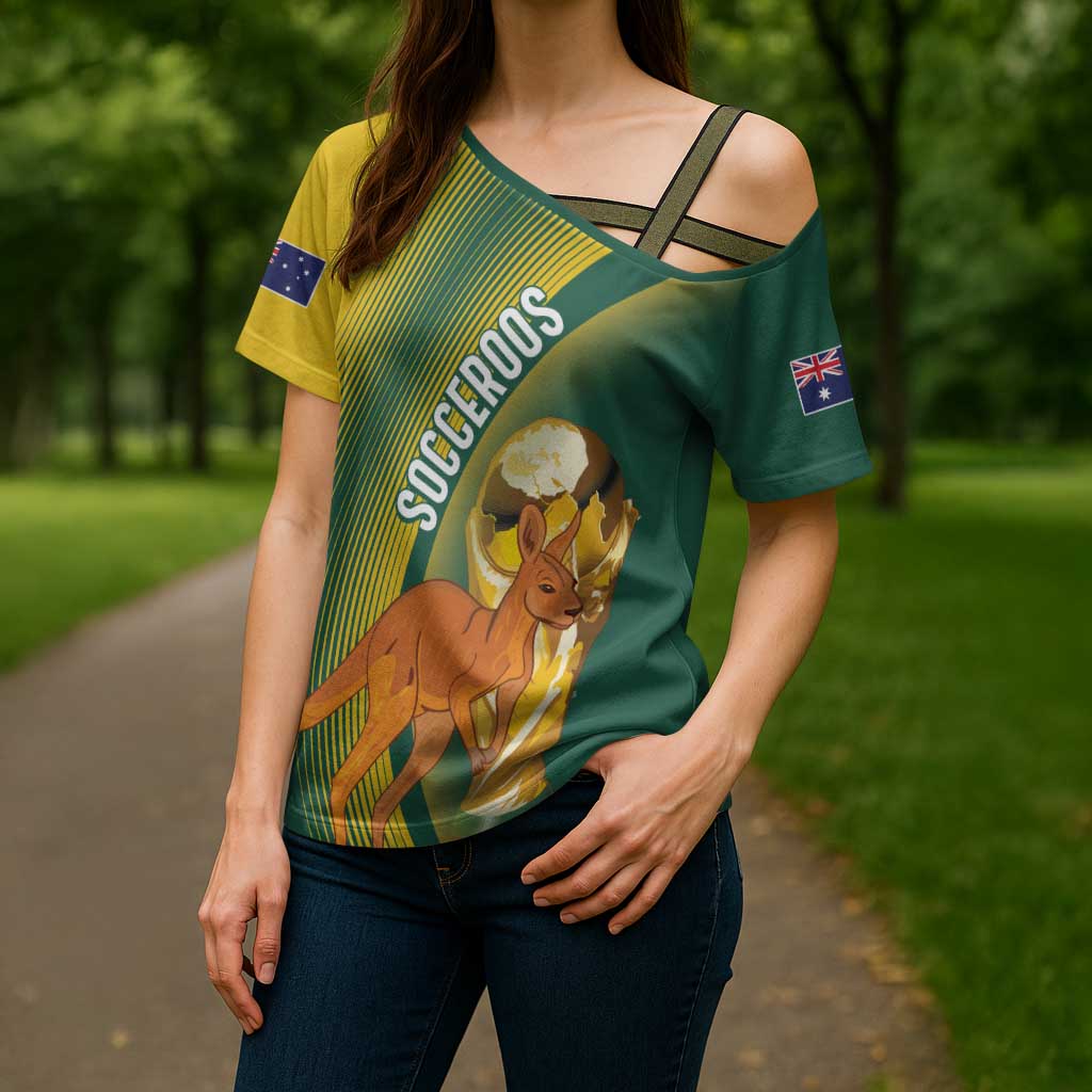Australia Socceroos WC2026 Custom Cross Shoulder Shirt Golden Champions - Aussie Hoodie