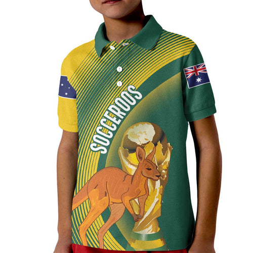 Australia Socceroos WC2026 Custom Kid Polo Shirt Golden Champions - Aussie Hoodie