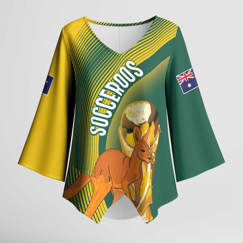 Australia Socceroos WC2026 Custom Kimono Sleeve Blouse Golden Champions - Aussie Hoodie