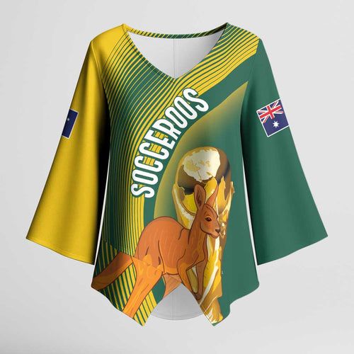 Australia Socceroos WC2026 Custom Kimono Sleeve Blouse Golden Champions - Aussie Hoodie