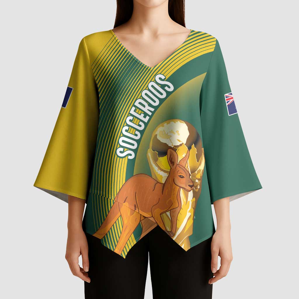 Australia Socceroos WC2026 Custom Kimono Sleeve Blouse Golden Champions - Aussie Hoodie