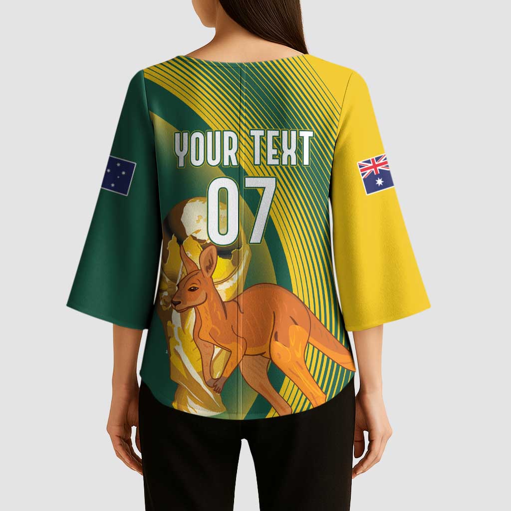 Australia Socceroos WC2026 Custom Kimono Sleeve Blouse Golden Champions - Aussie Hoodie
