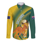 Australia Socceroos WC2026 Custom Long Sleeve Button Shirt Golden Champions - Aussie Hoodie